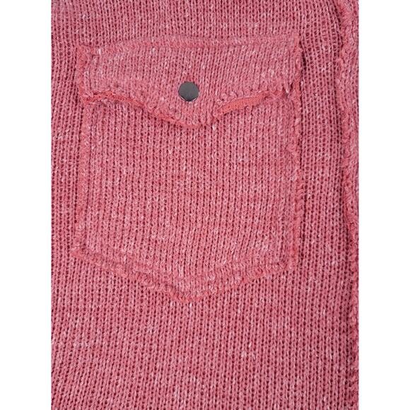 RARE POL Womens Large GKJ5 Fleece Knit Lightning Pink Button‎ Sweater Jacket - Picture 3 of 13